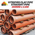BSH Vitrified Clay Pipes (VCP) Straight Pipe 450MM (DIA) x 2.0M (L)